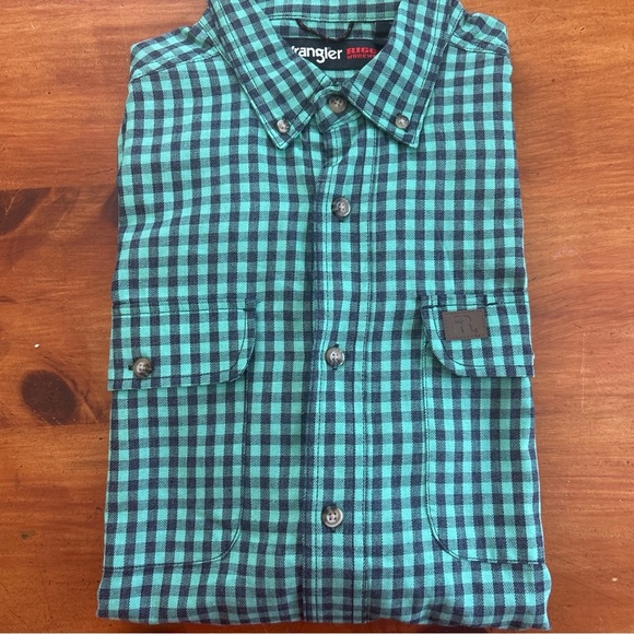 Wrangler Men Riggs Workwear Shirt Button Collar Long Sleeve Cotton Twill  Large - Picture 2 of 12